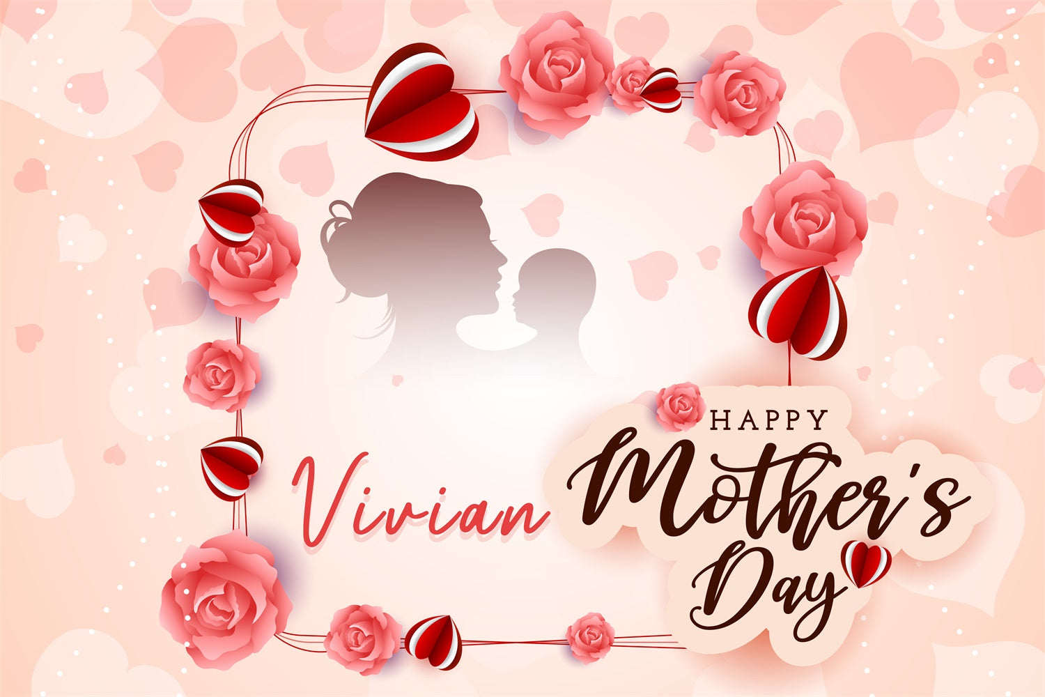 Hintergrundbilder für Muttertag Elegante Rose Herz Personalisierte Hintergrundbilder LXX3-85