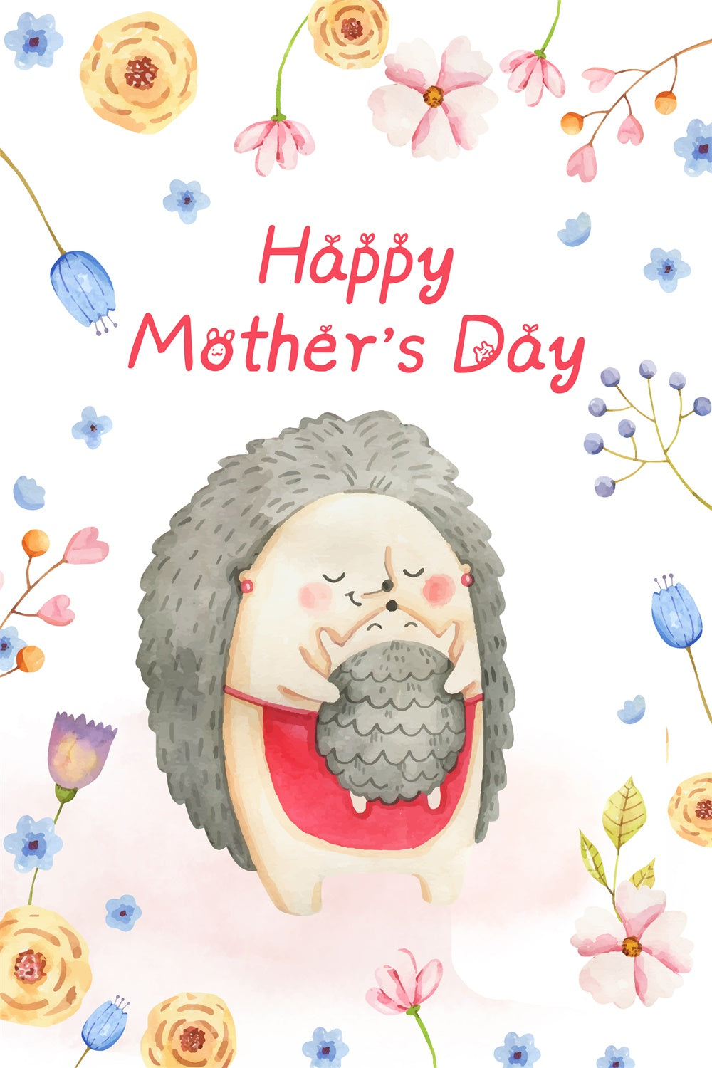 Muttertagskulissen Blume Igel Aquarell Individuelles Hintergrundbild LXX3-87