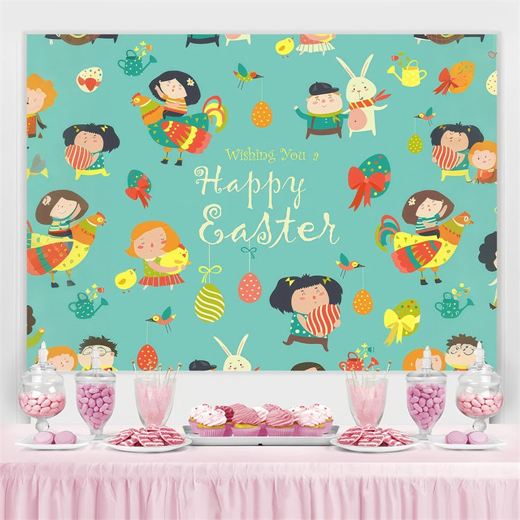 Backdrop für die Ostereiersuche Verspielter Hase Personalisierte Backdrop LXX3-96