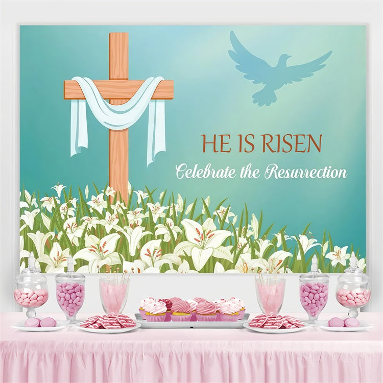 Religiöse Ostern Backdrops Kreuz Narzissen Backdrop Personalisierte Backdrop LXX3-97