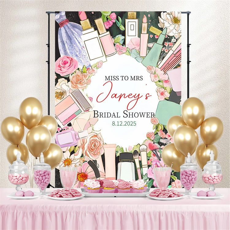 Brautdusche Fotohintergrund Elegantes Makeup Floral Individueller Hintergrund LXX4-107
