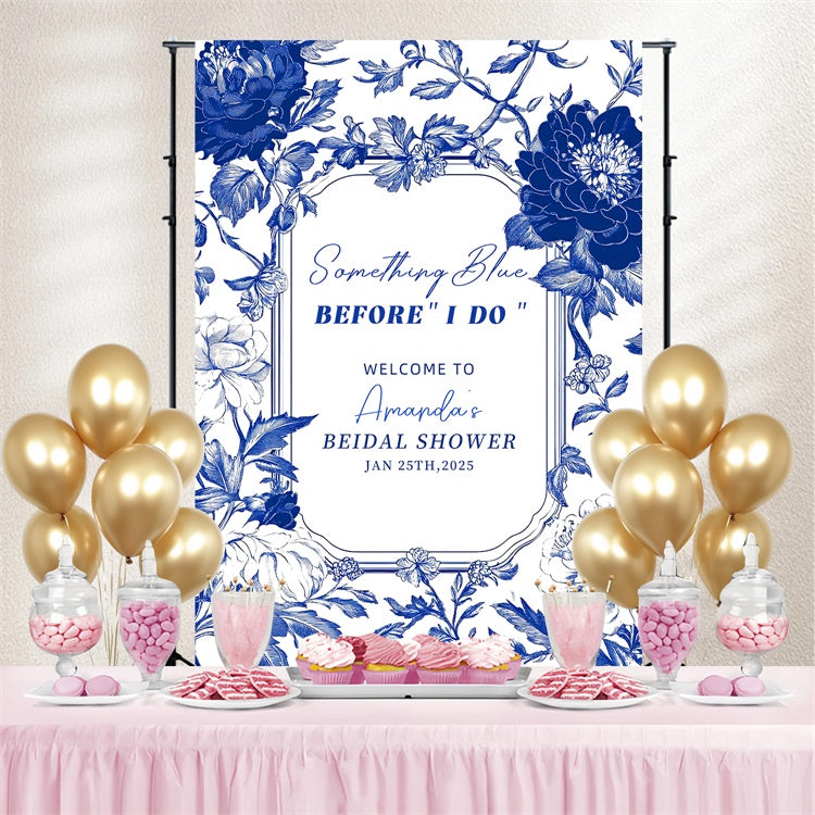 Brautdusche Hintergrund Ideen Blau Toile Muster Personalisierte Hintergrund LXX4-118
