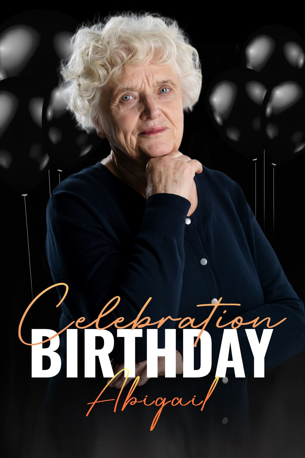 Personalisierte Backdrop für Geburtstag Elegante schwarze Ballon-Hintergrund LXX4-14