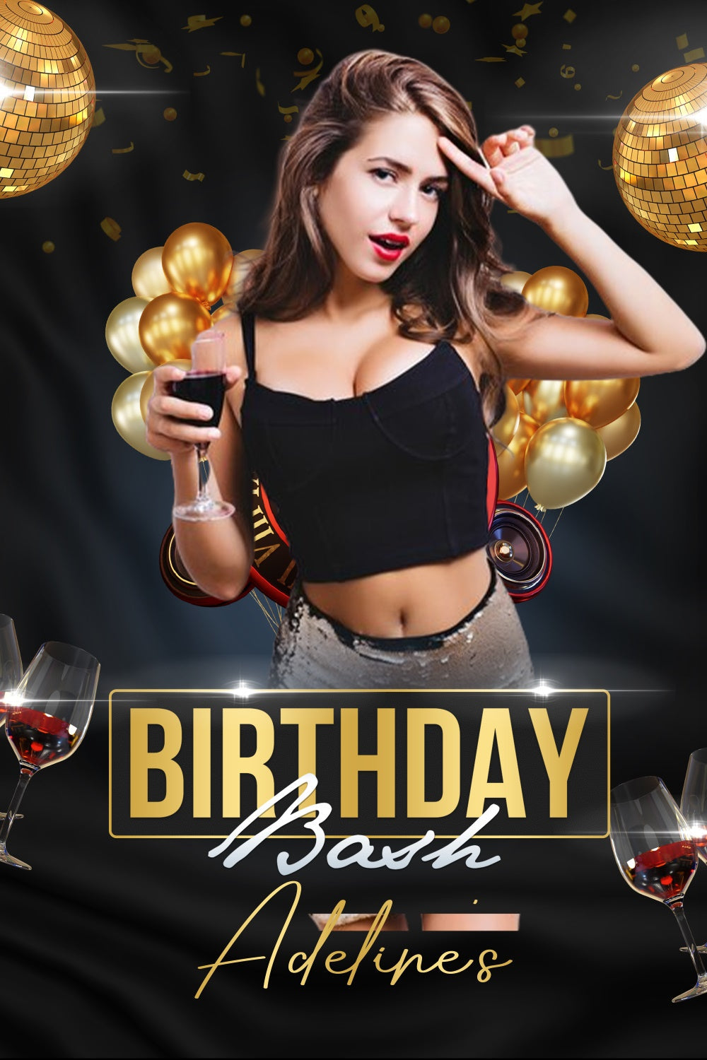 Custom Birthday Party Backdrop Champagner Glam Ballons Backdrop LXX4-15