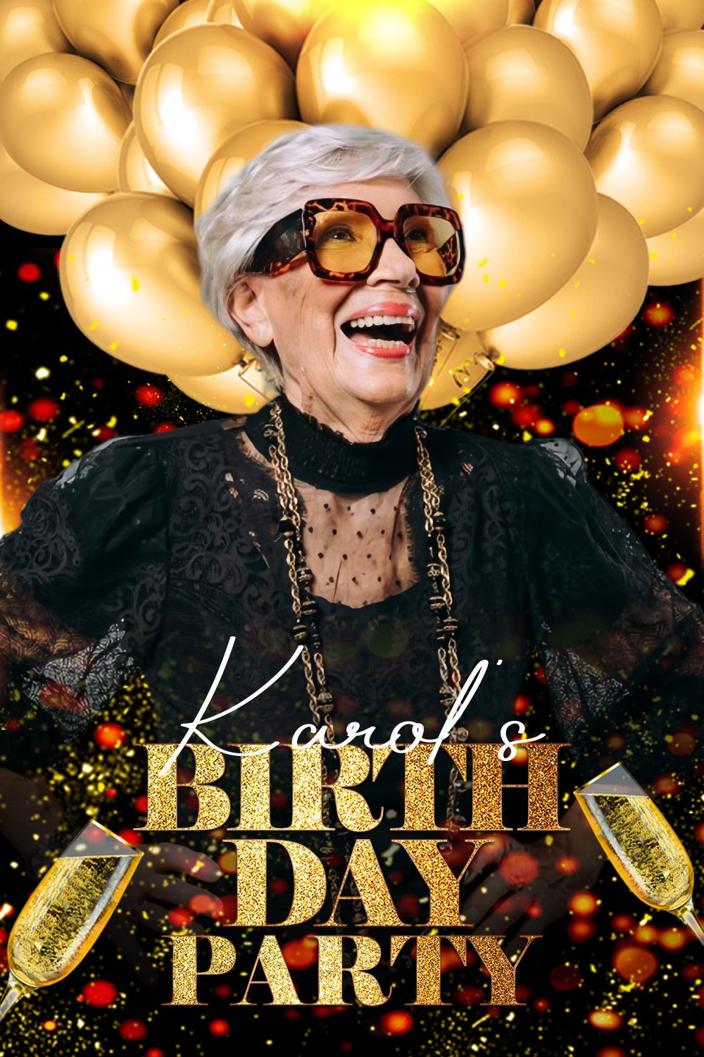 Custom Made Birthday Backdrops Goldene Luftballons Sparkle Backdrop LXX4-22