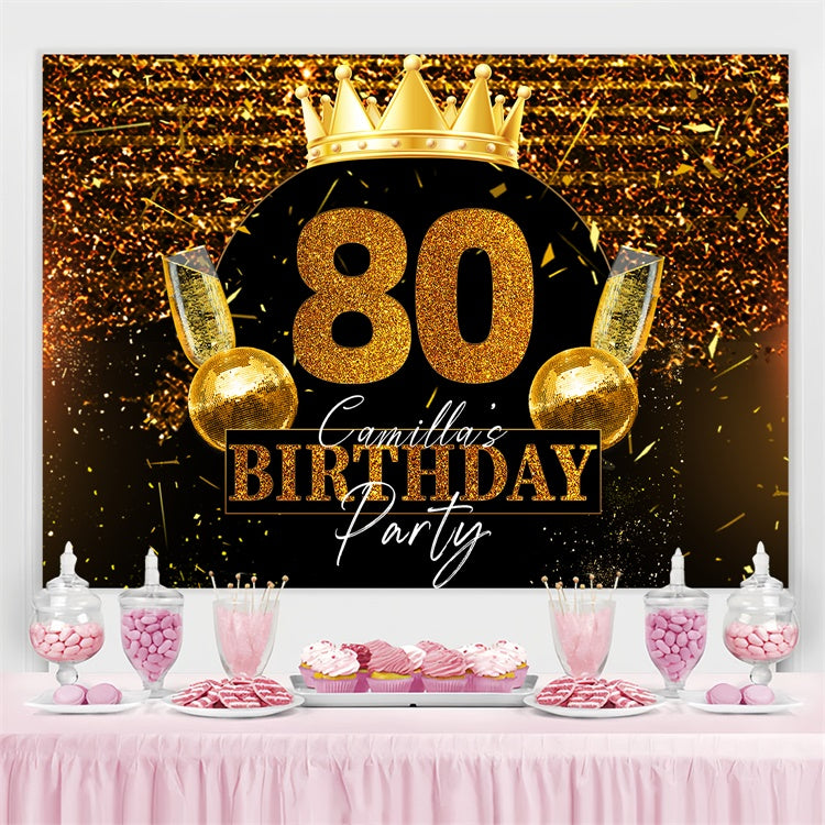 Personalisierte Geburtstag Backdrop Glänzende Krone Sparkle 80. Geburtstag Backdrop LXX4-27