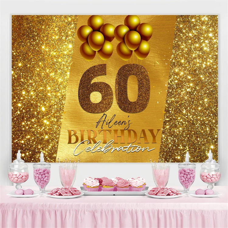 Personalisierte 60. Geburtstag Backdrop Elegant Gold Pailletten Backdrop LXX4-28