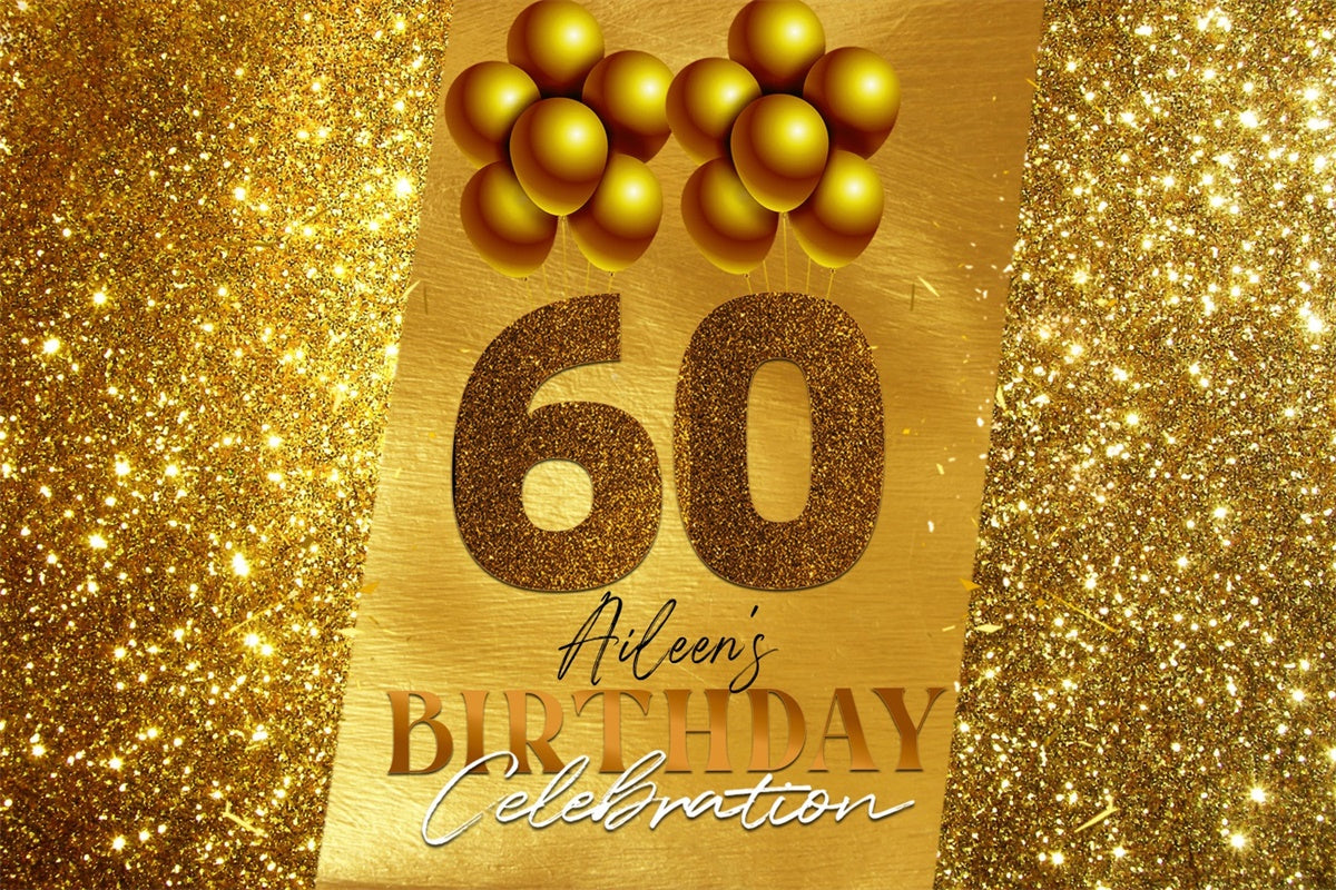 Personalisierte 60. Geburtstag Backdrop Elegant Gold Pailletten Backdrop LXX4-28