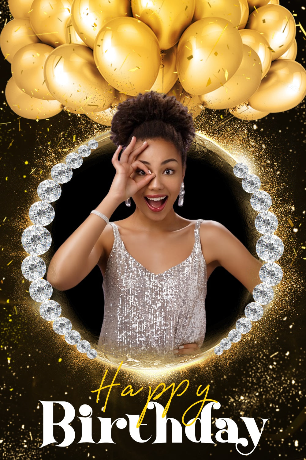 Personalisierte Backdrop für Geburtstag Luxus Diamond Frame Backdrop LXX4-30