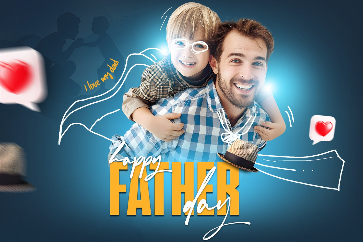 Vatertag Fotokulisse Ideen Rote Herzen Hut Individuelle Kulisse LXX4-65