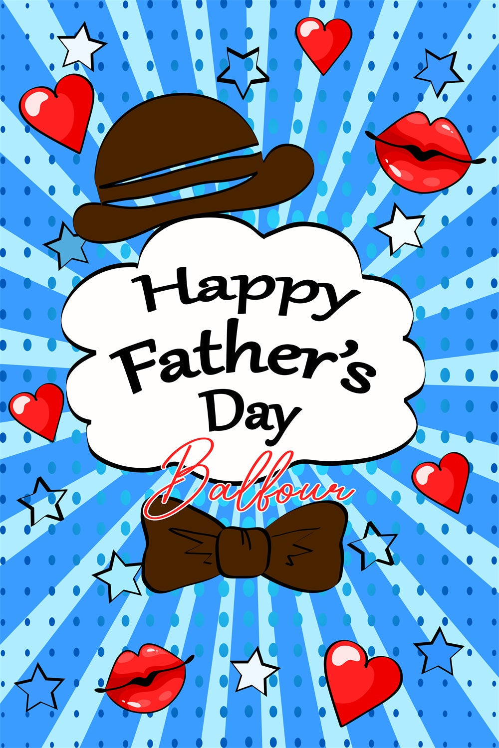 Hintergrund für Vatertag Rote Lippen Herzen Sterne Personalisierter Hintergrund LXX4-66