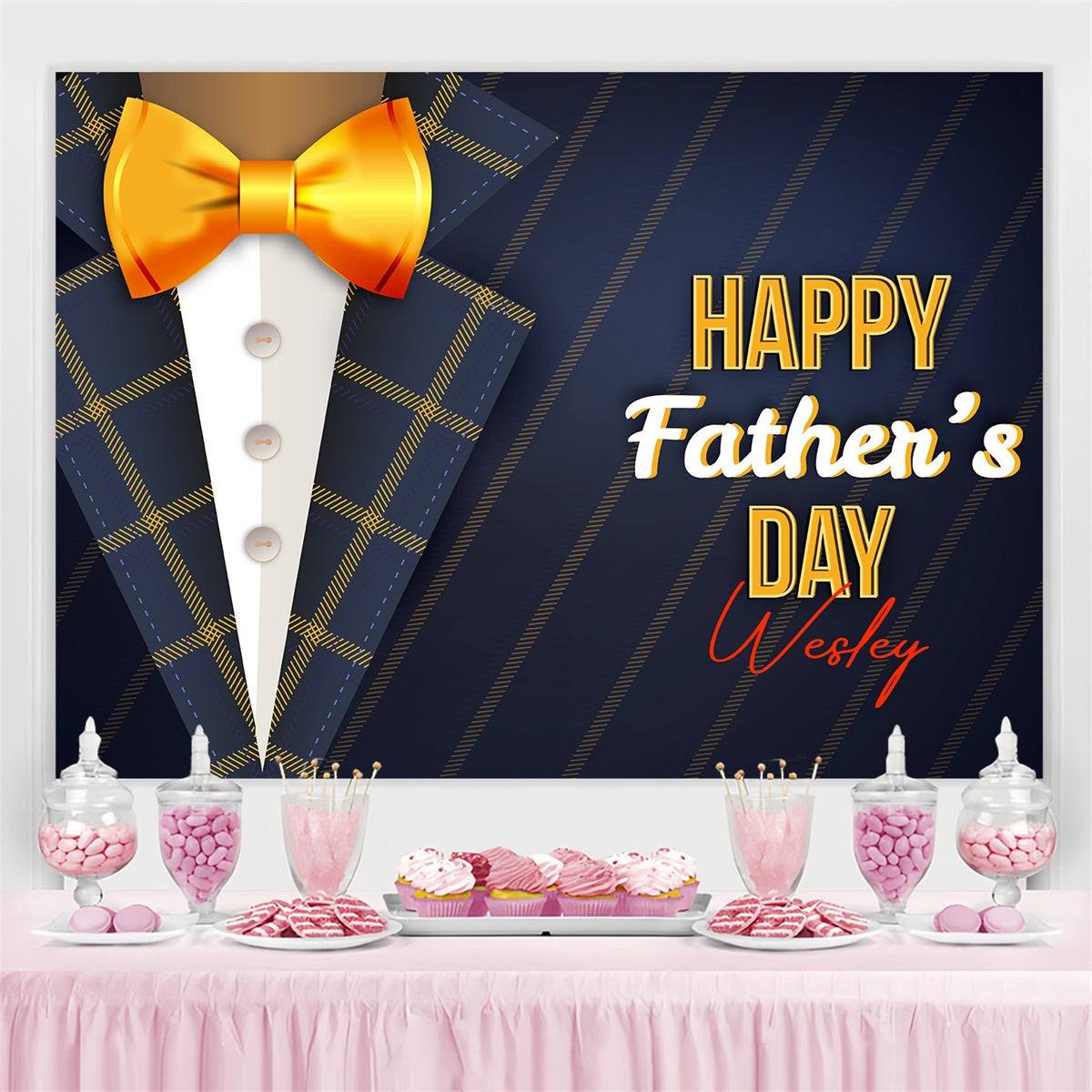 Vatertag Fotokulisse Ideen Marine karierten Bogen personalisierte Kulisse LXX4-67