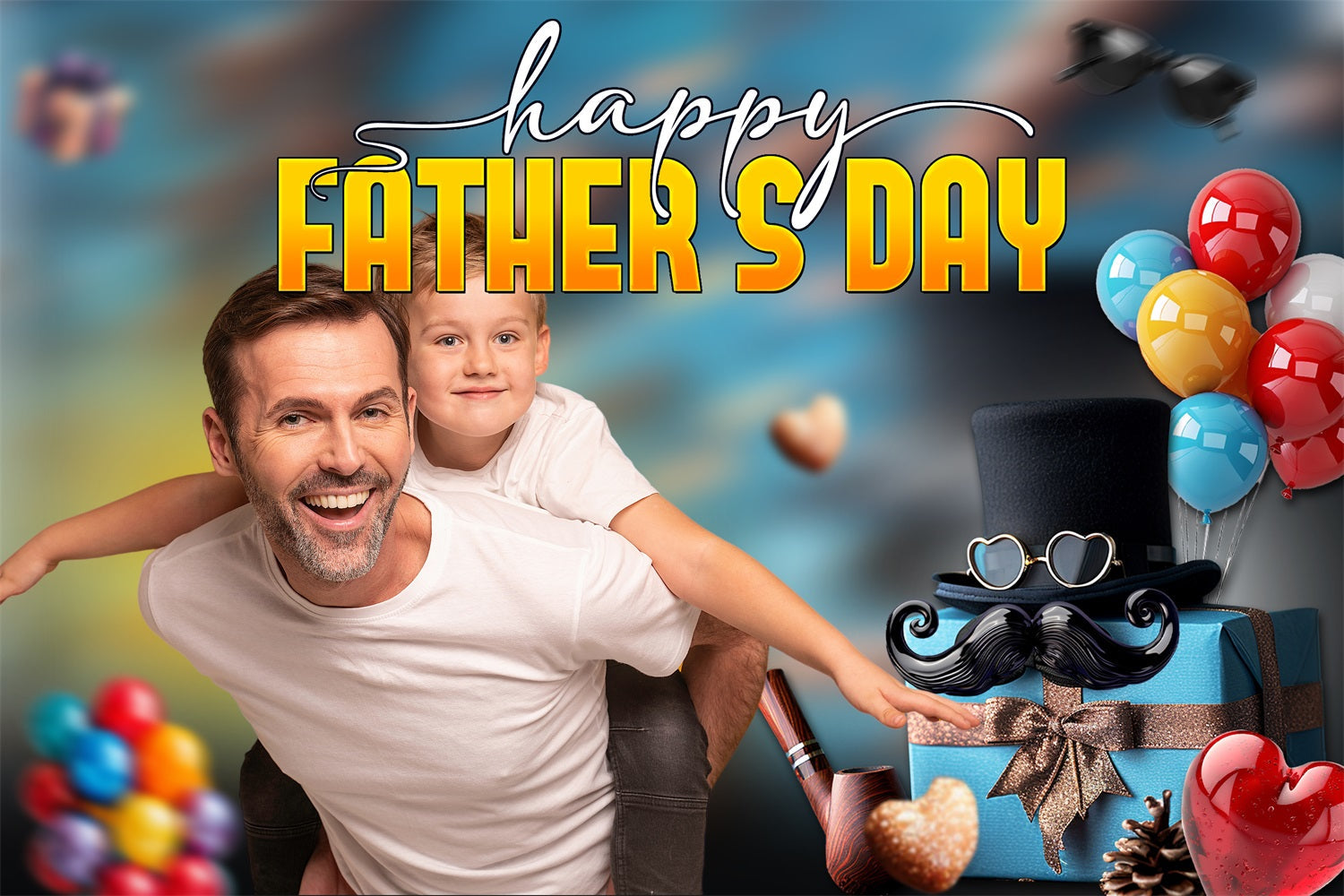 Vatertag Backdrop Ideen Bunte Luftballons Geschenk Personalisierte Backdrop LXX4-71