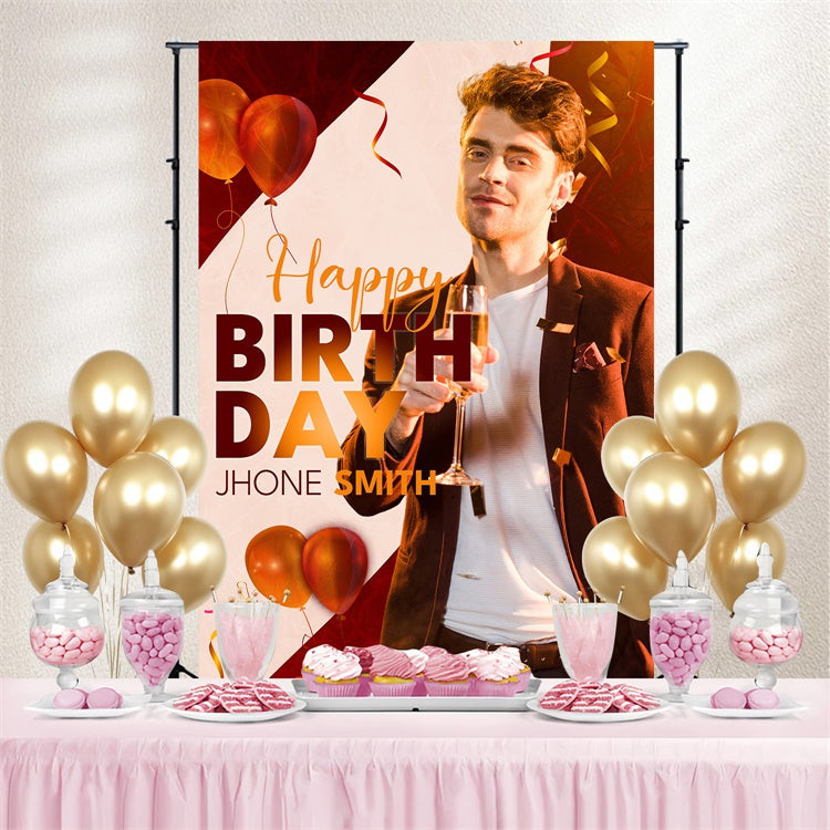 Personalisierte Backdrop für Geburtstag Bold Red Party Vibes Backdrop LXX4-8