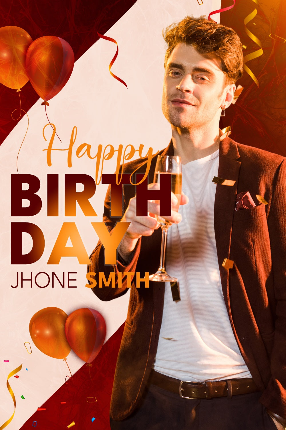 Personalisierte Backdrop für Geburtstag Bold Red Party Vibes Backdrop LXX4-8