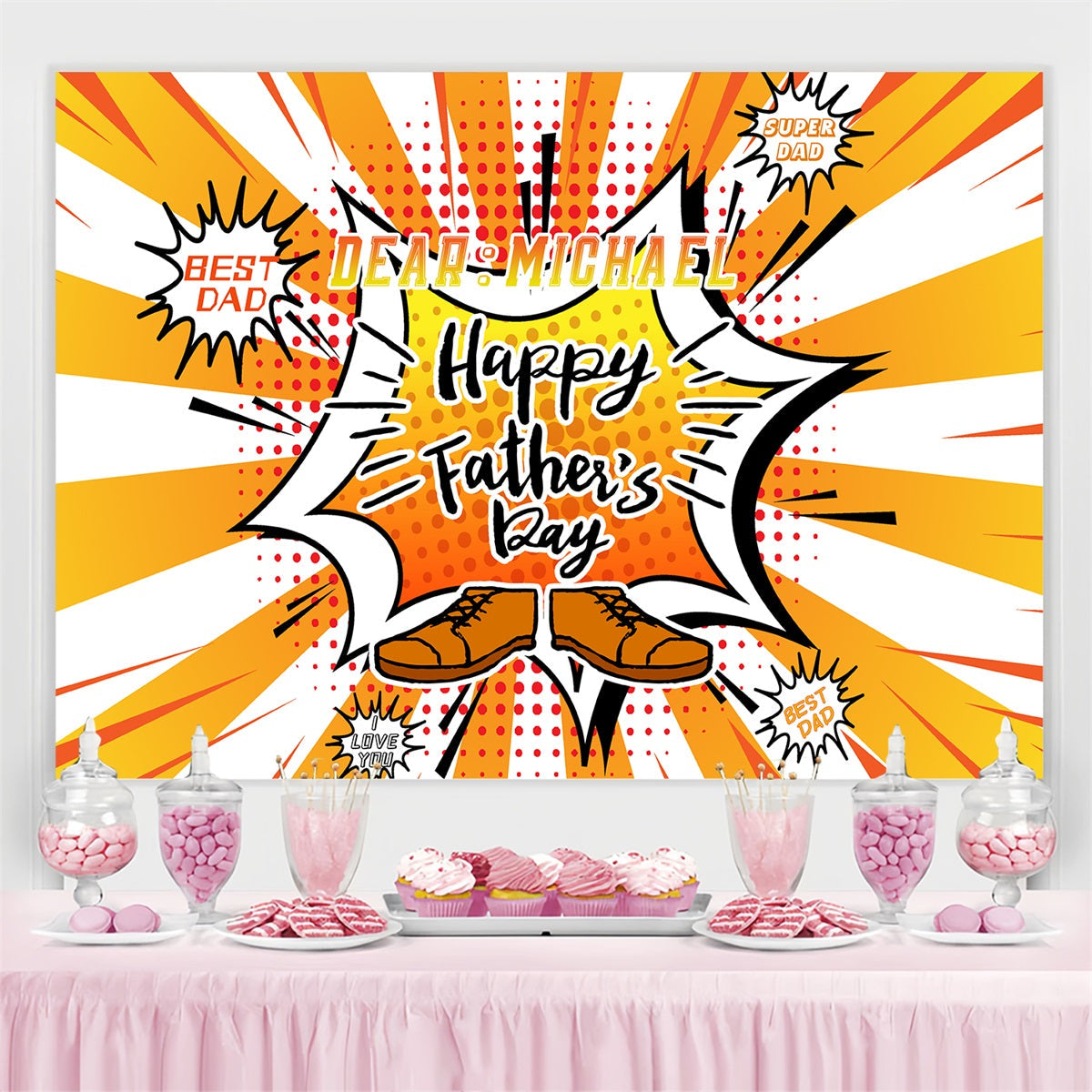 Happy Father's Day Fotokulisse Pop Art Explosion Personalisierte Kulisse LXX4-82