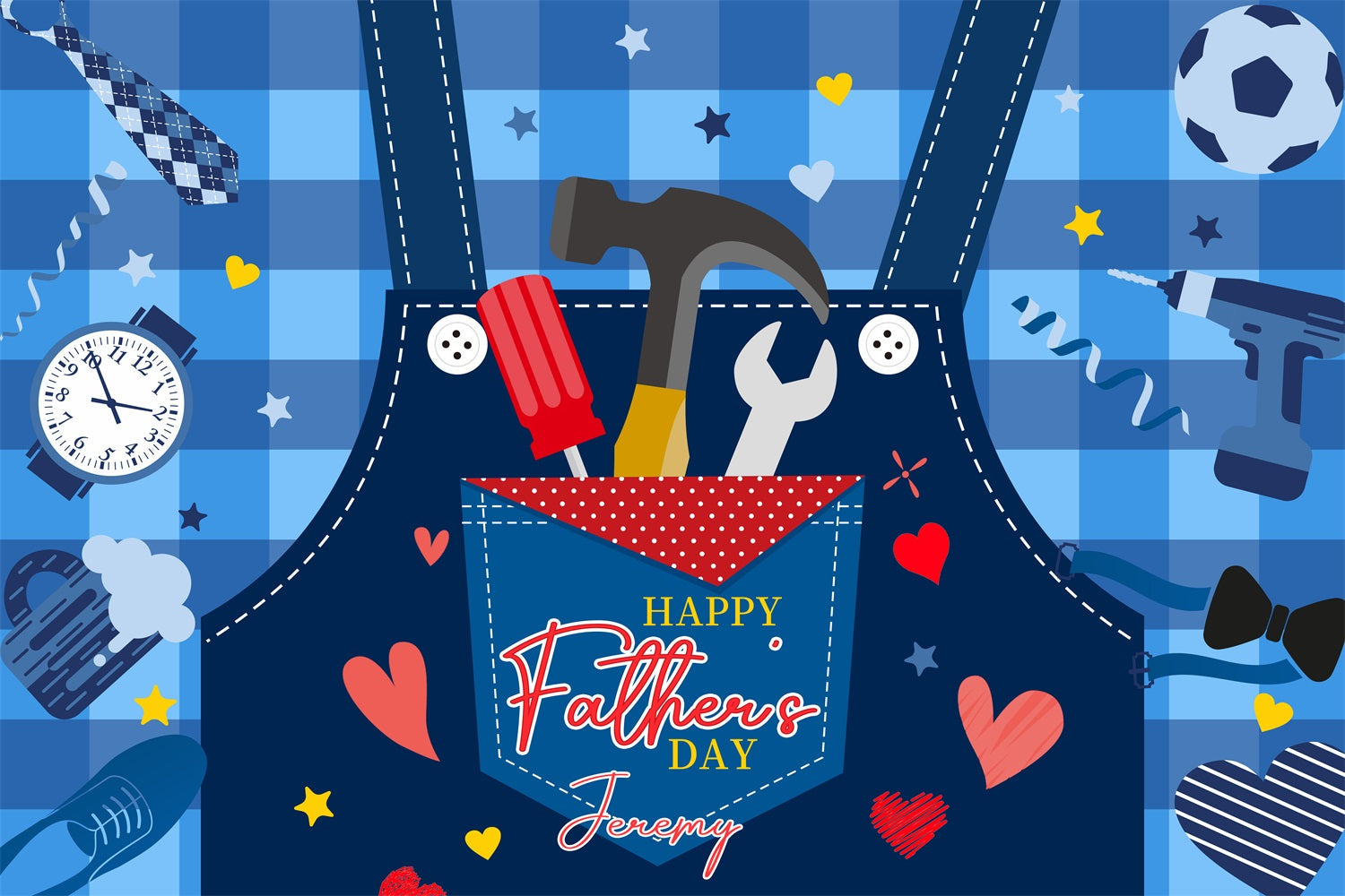 Hintergrund für Vatertag Cartoon Tools Herzen benutzerdefinierte Kulisse LXX4-87