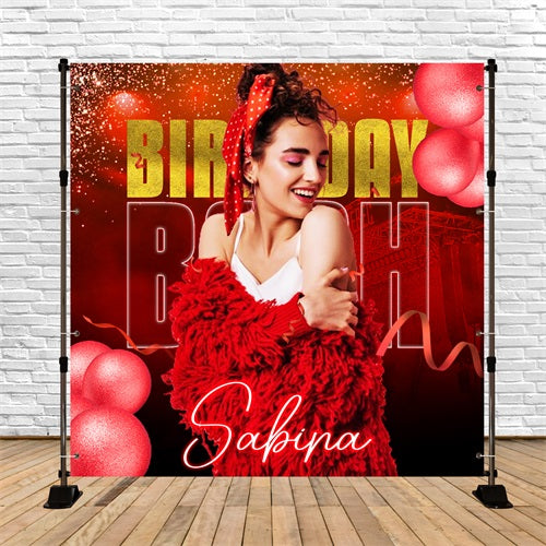 Geburtstag Fotokulisse Rot Glitter Luftballons Bash Individuelles Backdrop LXX5-102