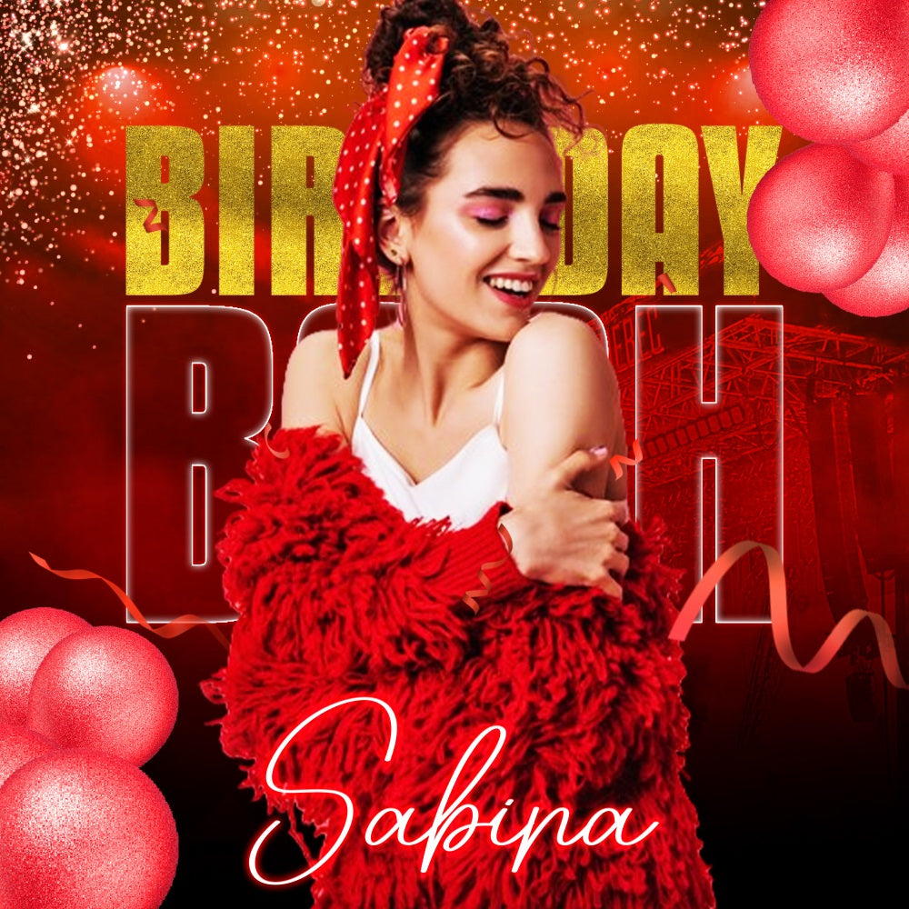 Geburtstag Fotokulisse Rot Glitter Luftballons Bash Individuelles Backdrop LXX5-102