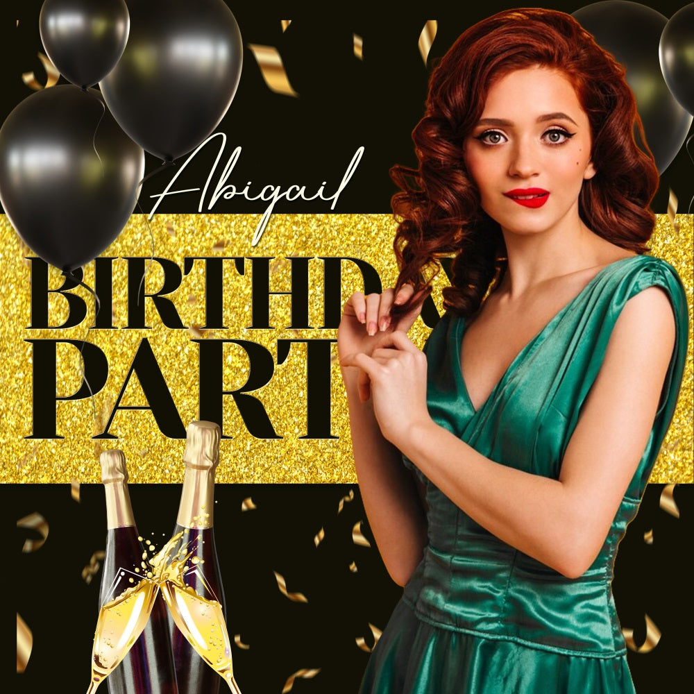 Personalisierte Geburtstagskulisse Champagner Toast Ballon Kulisse LXX5-113