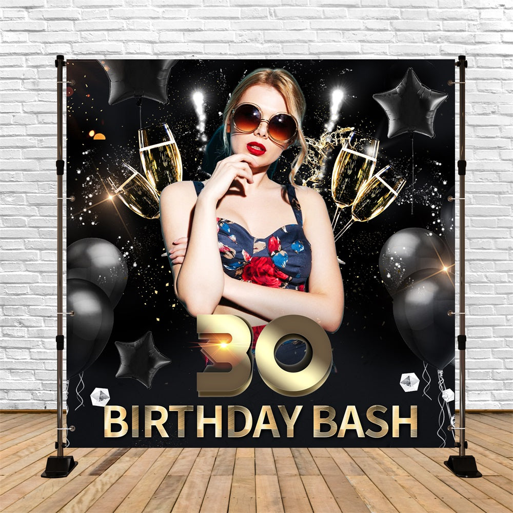 Personalisierte Geburtstagskulisse Ballon Champagner 30. Geburtstag Kulisse LXX5-114