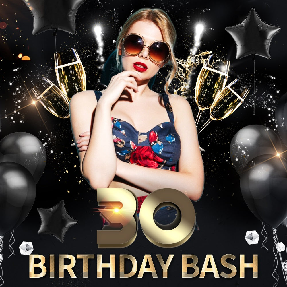 Personalisierte Geburtstagskulisse Ballon Champagner 30. Geburtstag Kulisse LXX5-114