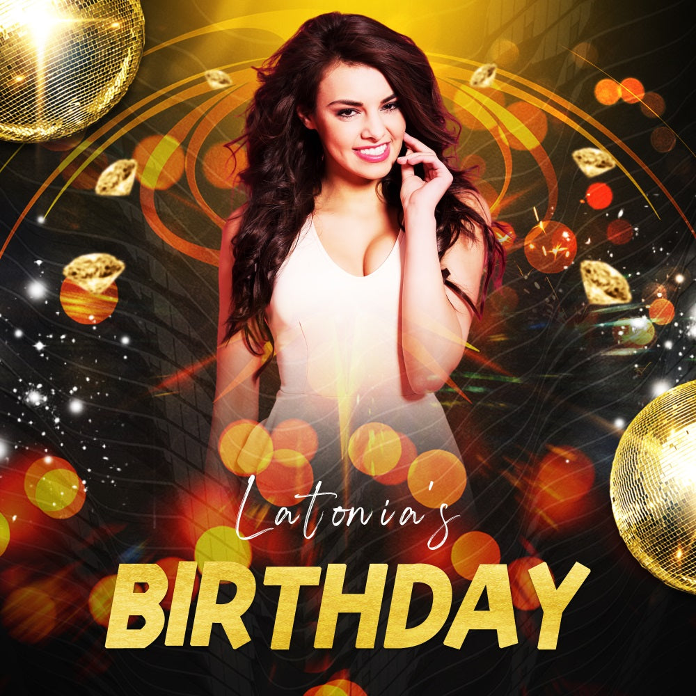 Individuelle Kulisse für Geburtstagsparty Goldenes Glühen Kulisse LXX5-118