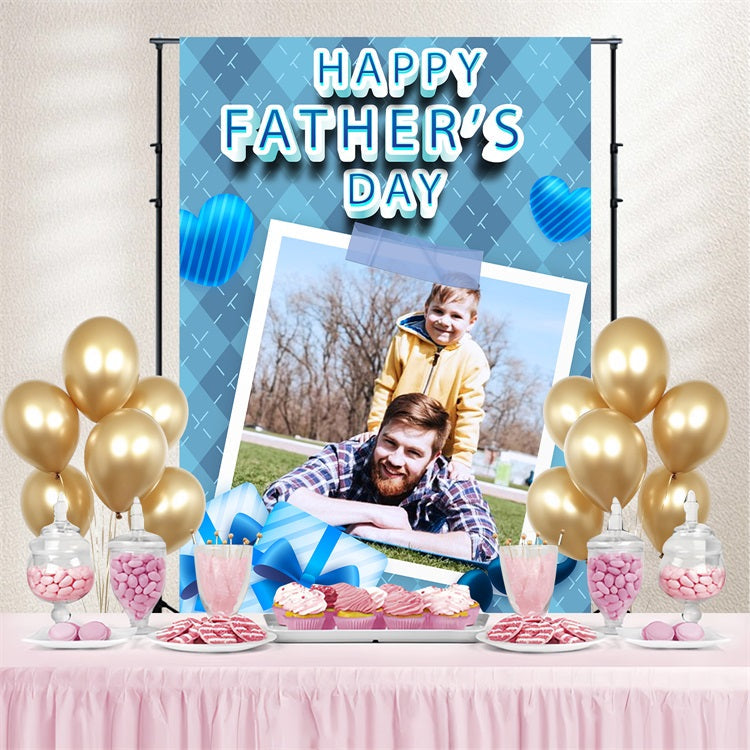 Vatertags-Hintergrundbilder Blau kariert Herz Geschenk Personalisierte Hintergrundbilder LXX5-13