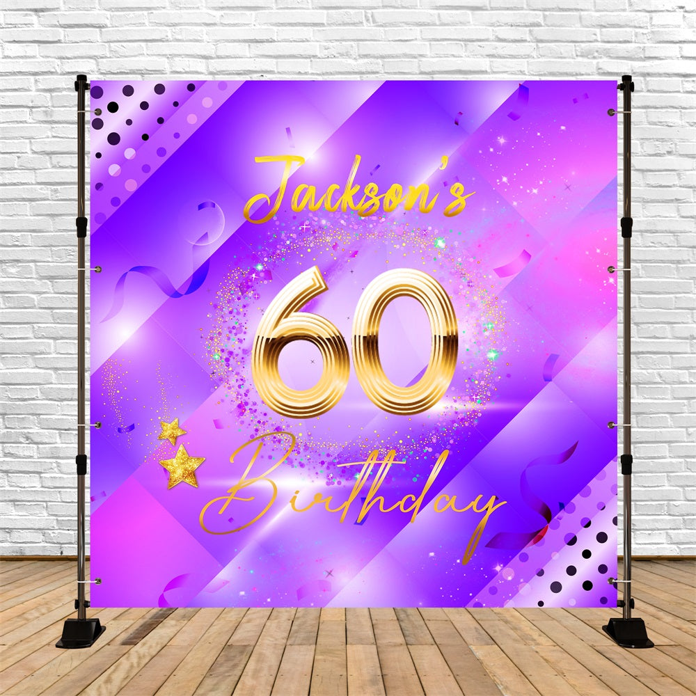 Happy 60th Birthday Backdrop Starry Schimmernde Personalisierte Hintergrund LXX5-140