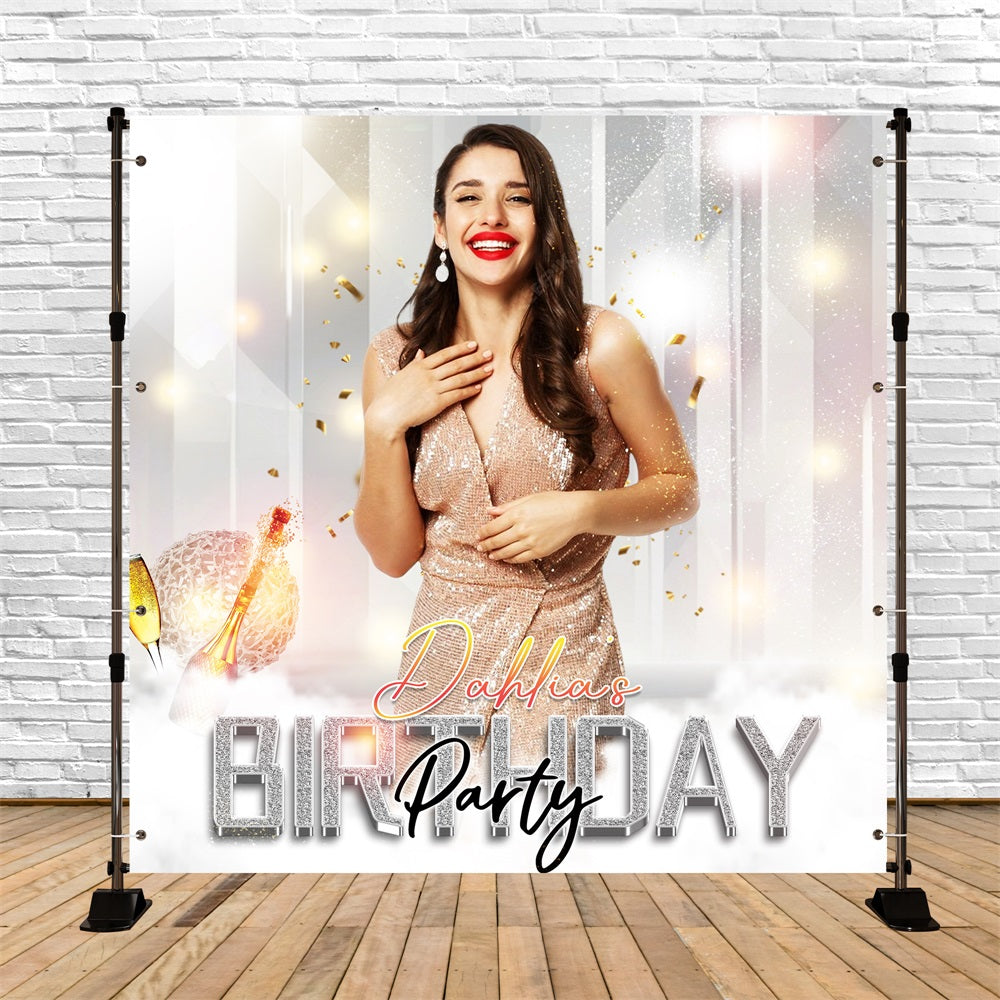 Hintergrund für Geburtstag Sparkle Champagner Toast Personalisierte Kulisse LXX5-152