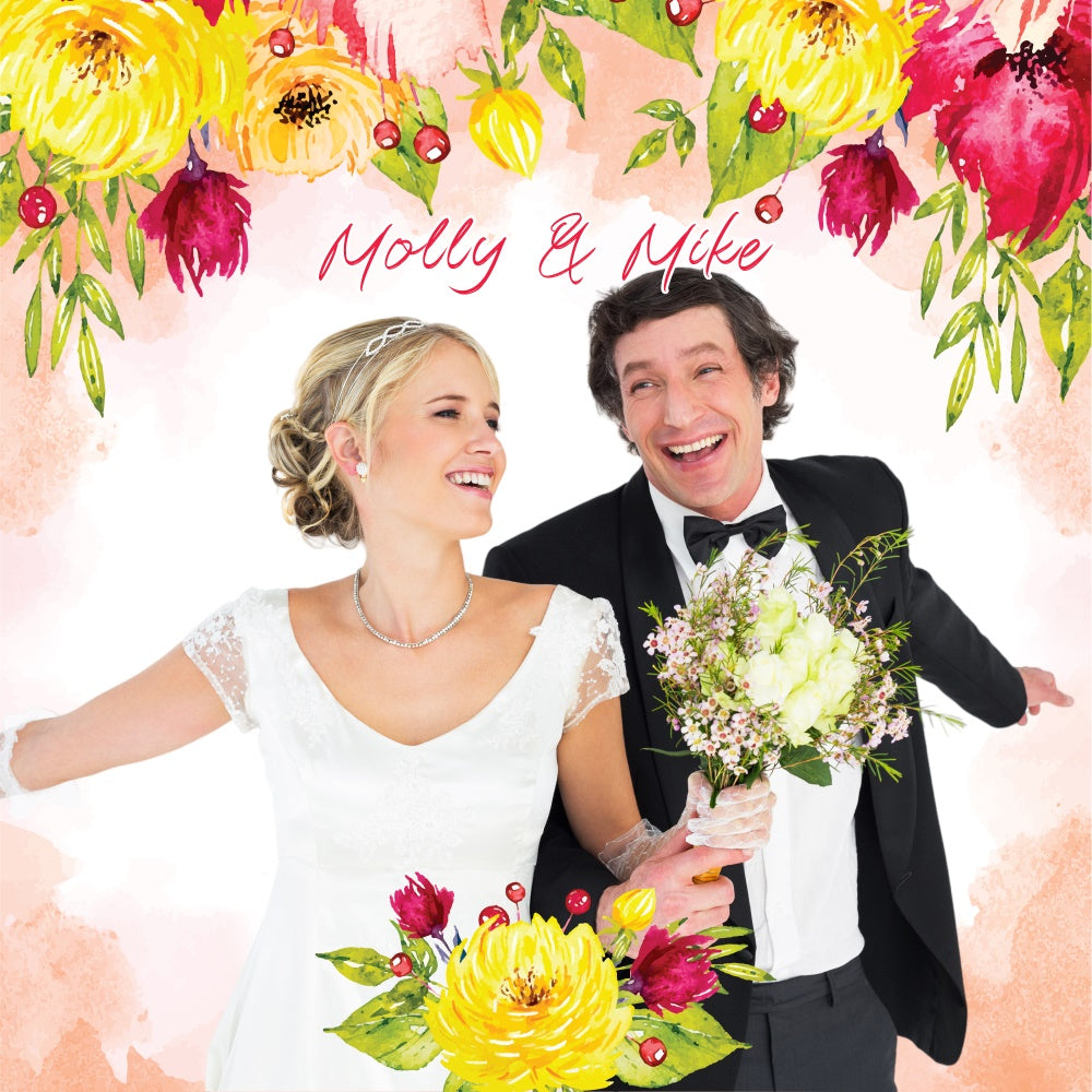 Brauthintergrund Champagner Gelbe Blüten Personalisierte Kulisse LXX5-189