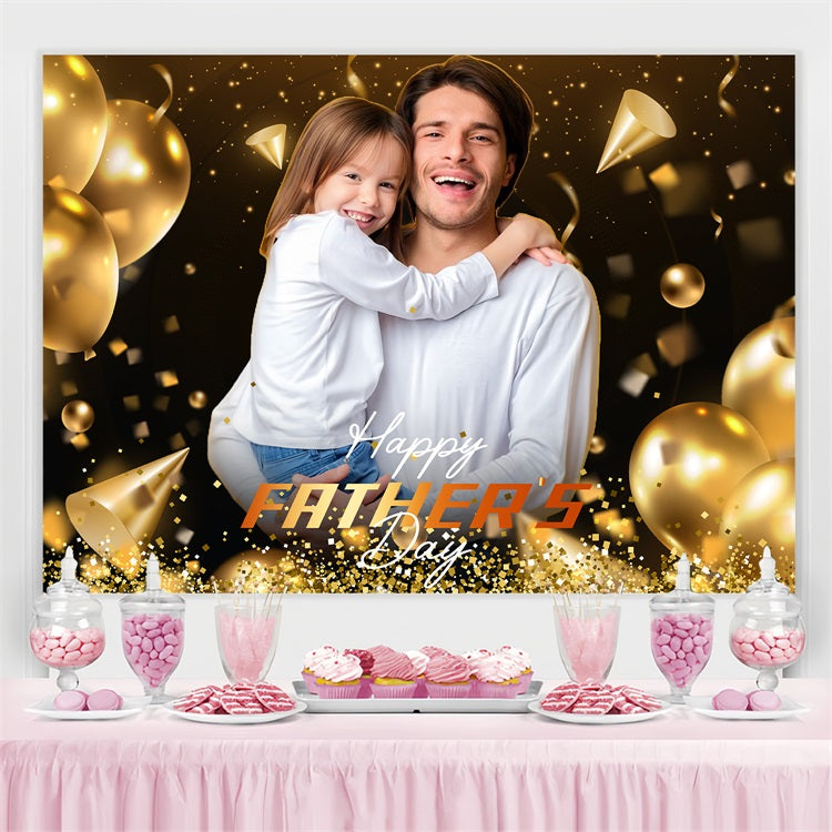 Backdrops für Vatertag Goldene Luftballons Konfetti Individueller Hintergrund LXX5-29