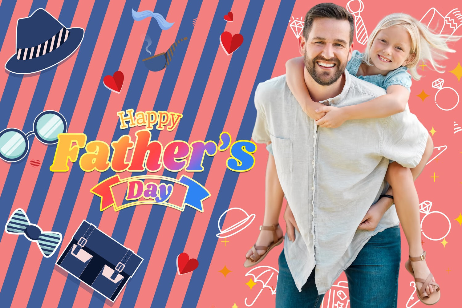 Vatertag Fotokulisse Bunt gestreift Spaß Personalisierte Kulisse LXX5-41