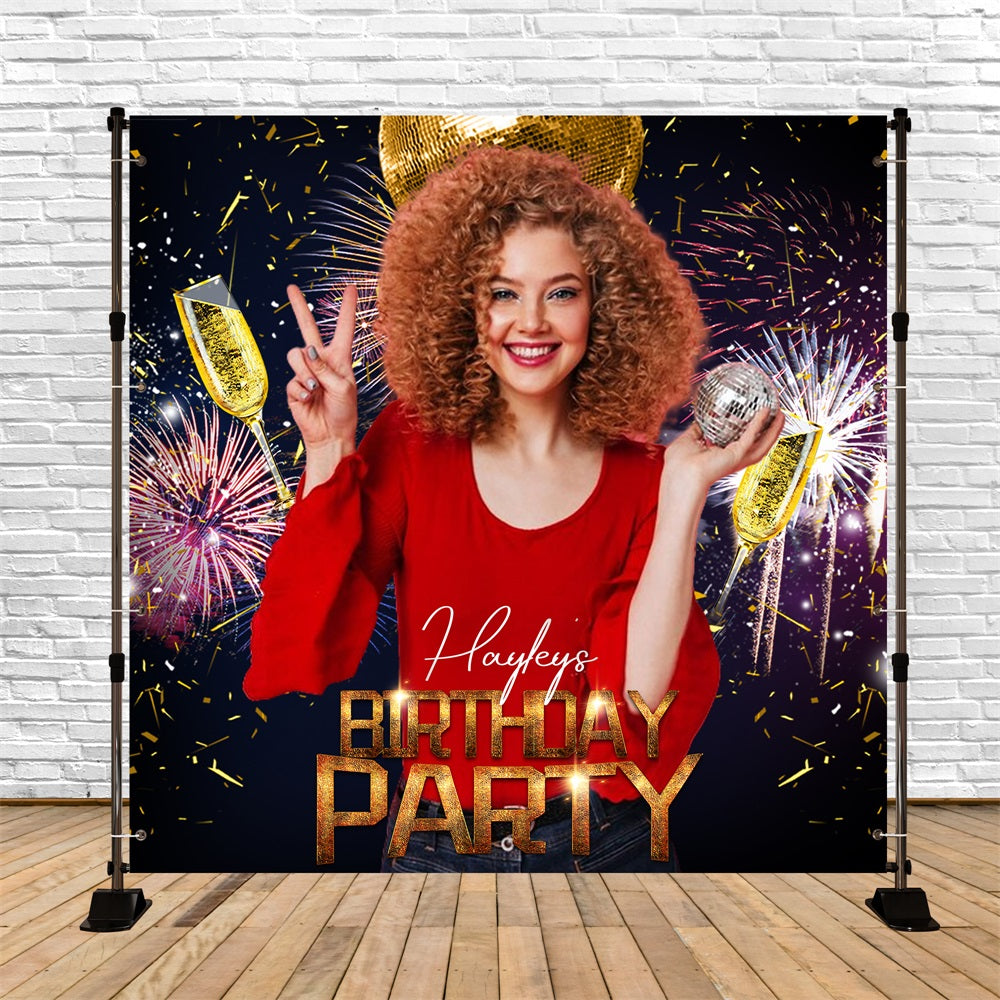 Geburtstag Backdrops Glitzerndes Feuerwerk Disco Individuelles Backdrop LXX5-90