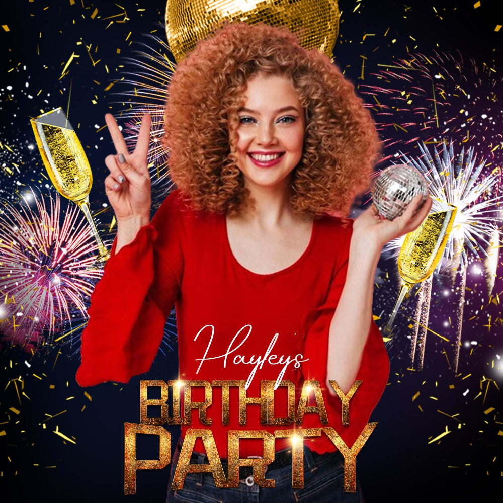 Geburtstag Backdrops Glitzerndes Feuerwerk Disco Individuelles Backdrop LXX5-90