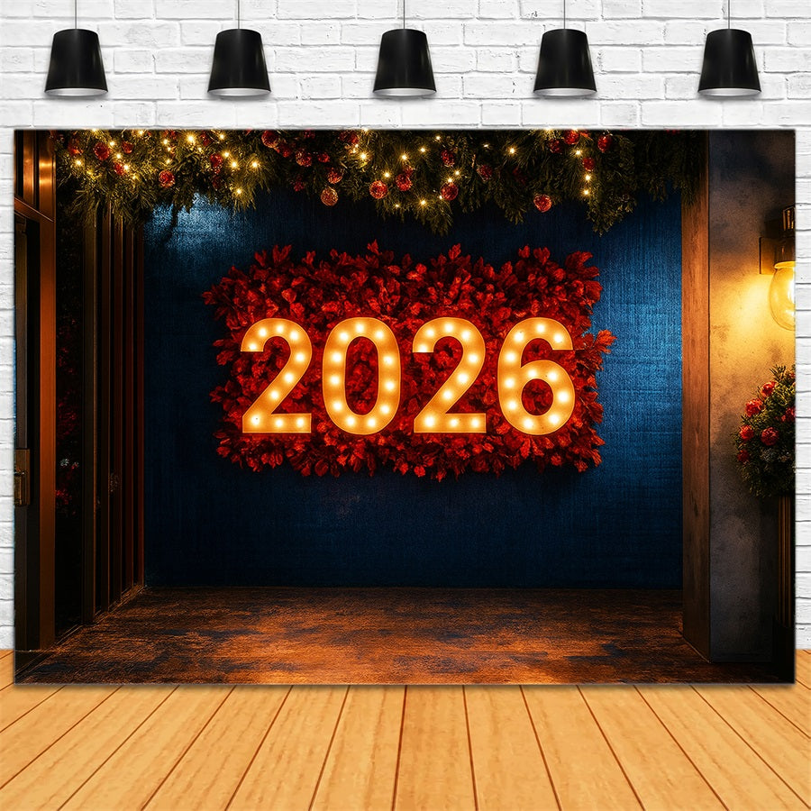 2026 Neujahrshintergrund Festliche beleuchtete Dekorationen Frohes Neues Jahr Hintergrund LXX510-10