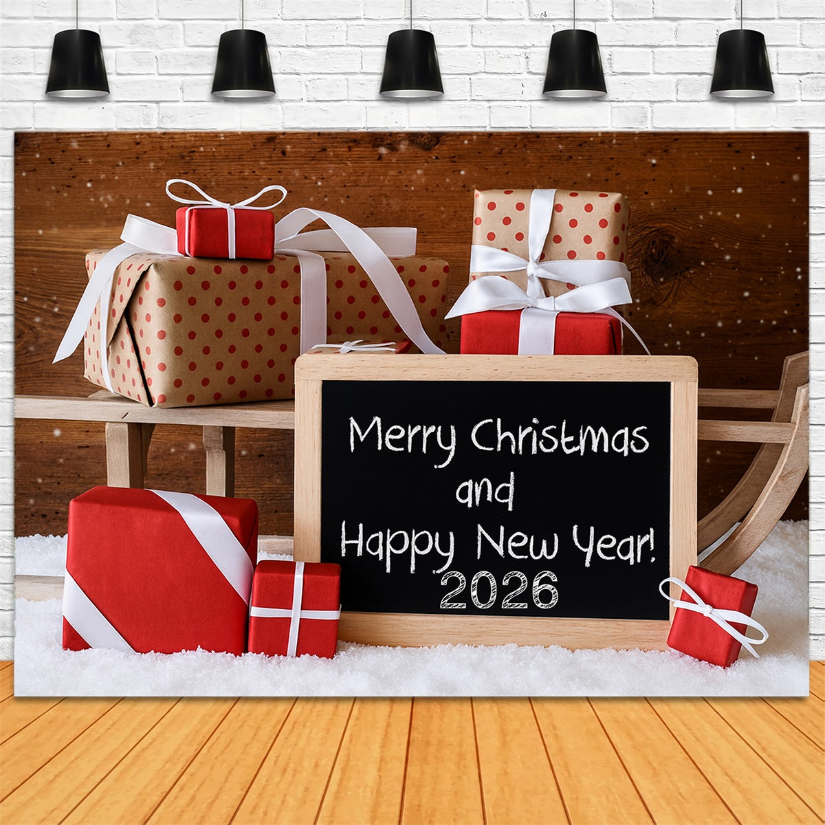 Frohes Neues Jahr Fotohintergrund Weihnachtsgeschenkboxen Neujahrshintergründe LXX510-12