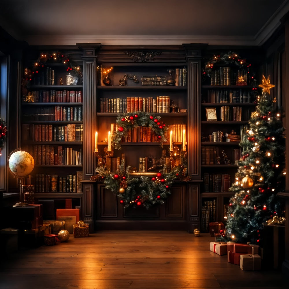 Viktorianischer Weihnachtshintergrund Klassisches Arbeitszimmer Kamin Viktorianischer Hintergrund LXX510-124