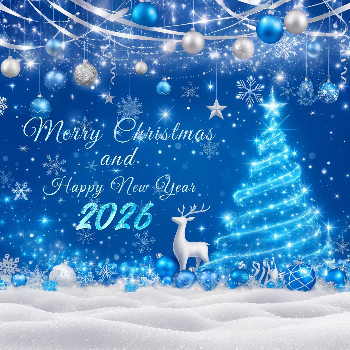 Neujahrshintergründe Verschneite Weihnachtsdekorationen Neujahrshintergrund LXX510-14