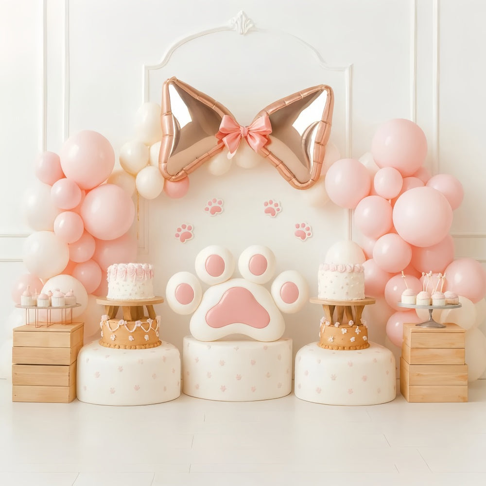 Bogen-Hintergrund Rosa Pfotenballons Cake Smash-Hintergrund LXX510-144