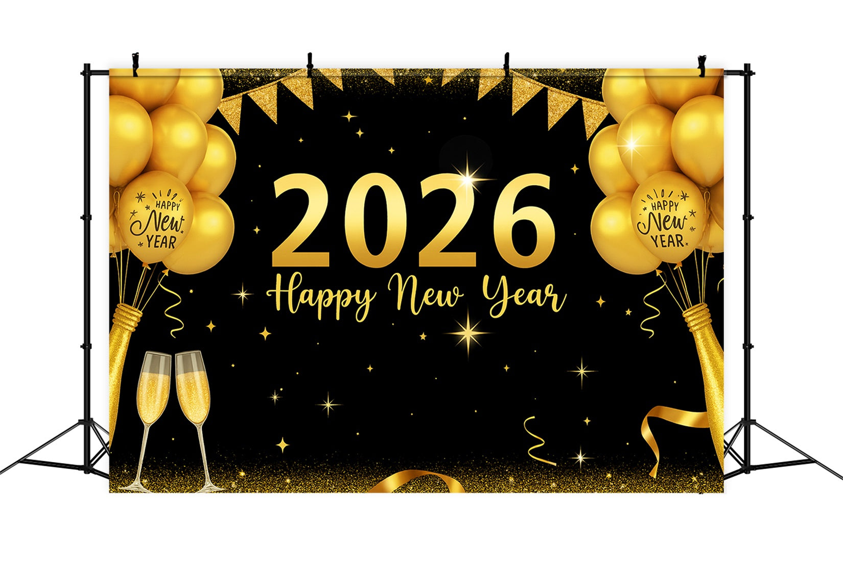 2026 Neujahr Hintergrund Goldballons Party Feier Neujahr Hintergrund LXX510-16