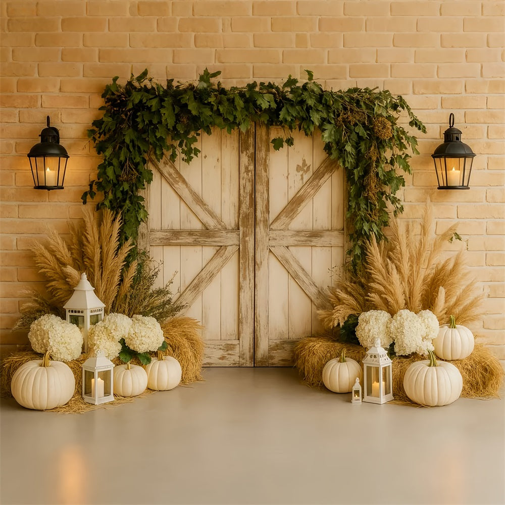Kürbis-Hintergrund Neutrale Pampas Eleganter Eingang Thanksgiving-Fotohintergründe LXX510-28