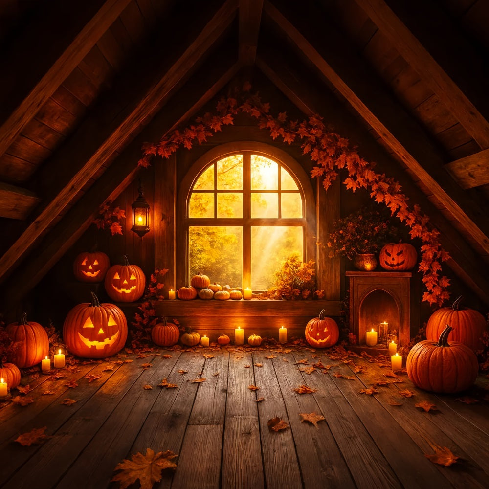 Bauernhof-Hintergrund Gemütlicher Dachboden Kürbisglanz Frohes Thanksgiving-Hintergrund LXX510-29