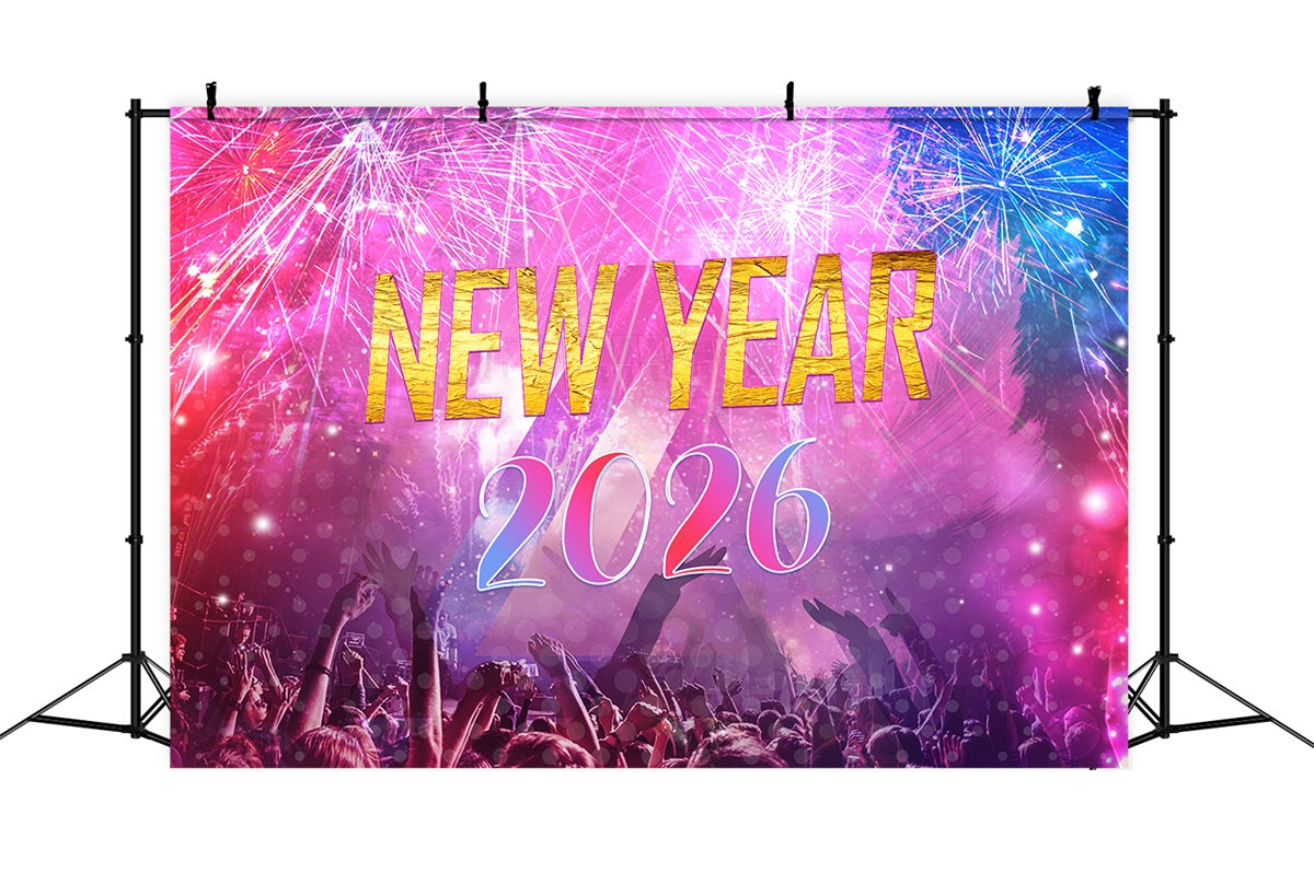 Neujahr Hintergrund Lebendige Feuerwerke Party Menschenmenge Frohes Neues Jahr Hintergrund LXX510-3