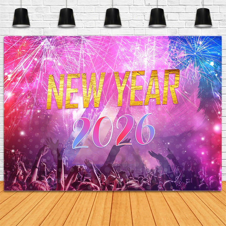 Neujahr Hintergrund Lebendige Feuerwerke Party Menschenmenge Frohes Neues Jahr Hintergrund LXX510-3