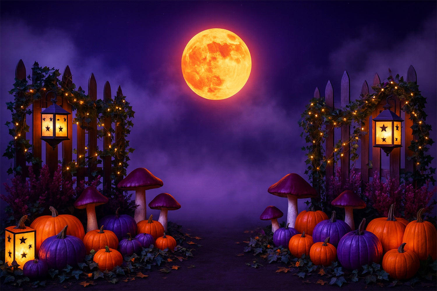 Kürbis-Hintergrund Lila Mond Kürbisweg Thanksgiving-Hintergrund LXX510-30