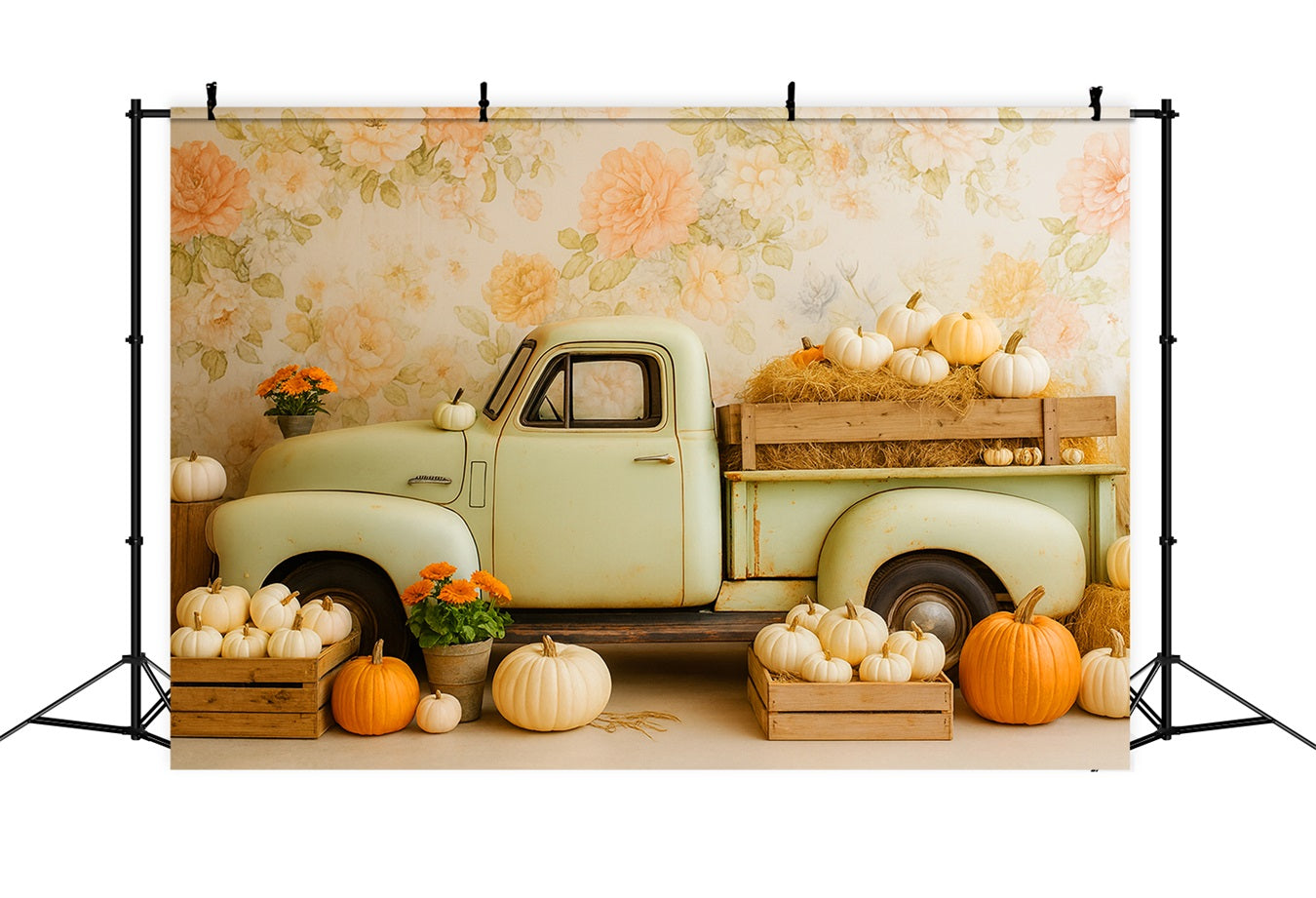 Kürbis-Hintergrund Vintage-Lkw Kürbisernte Thanksgiving-Hintergrundbilder LXX510-38
