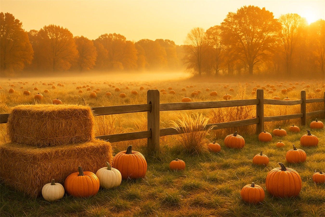 Kürbisbeet-Hintergrund Goldene Wiese Kürbisfeld Thanksgiving-Hintergrund LXX510-48