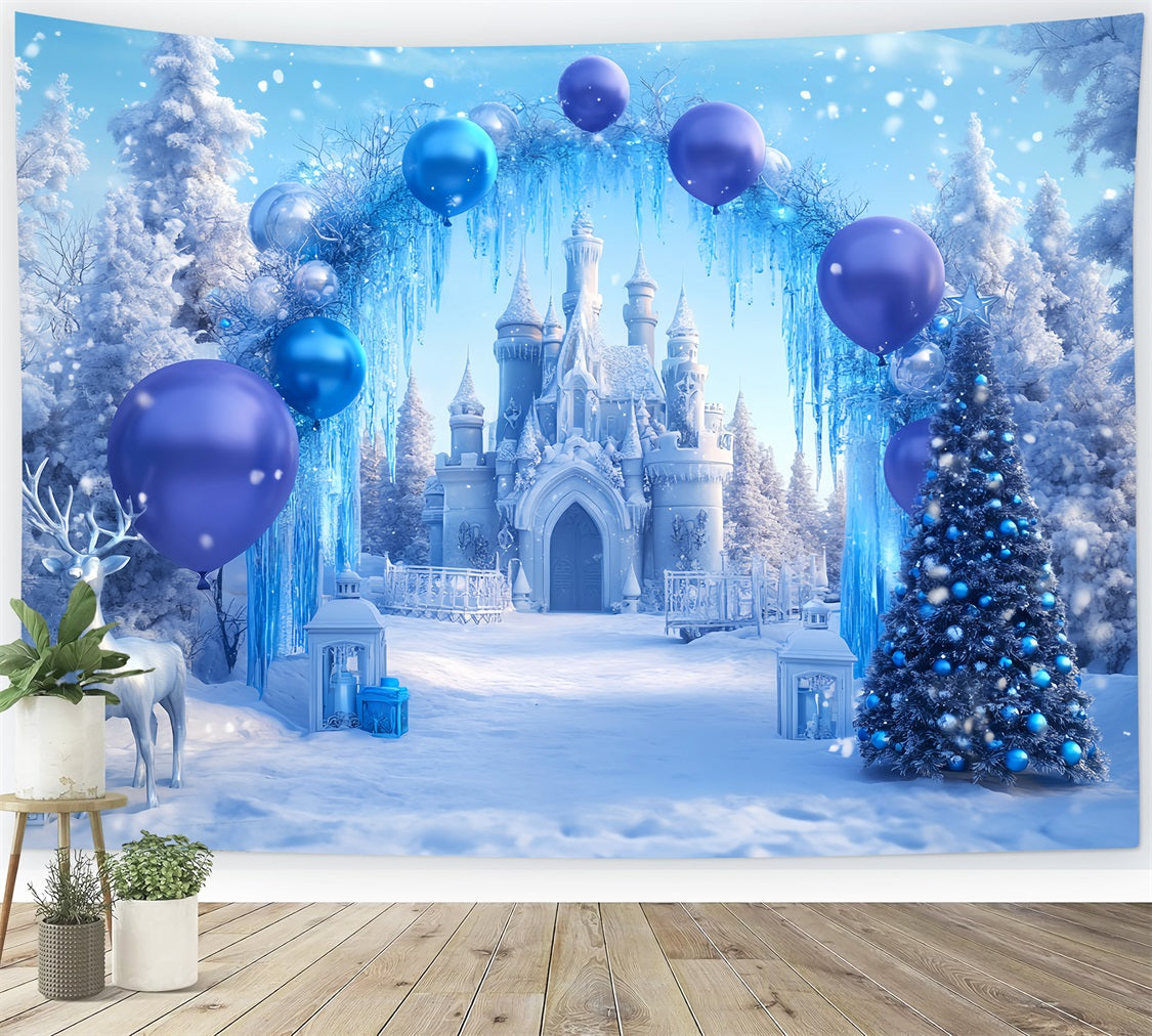 Winterwunderlandkulisse Blaues Schloss Ballon Wunderland Winterkulissen LXX510-69
