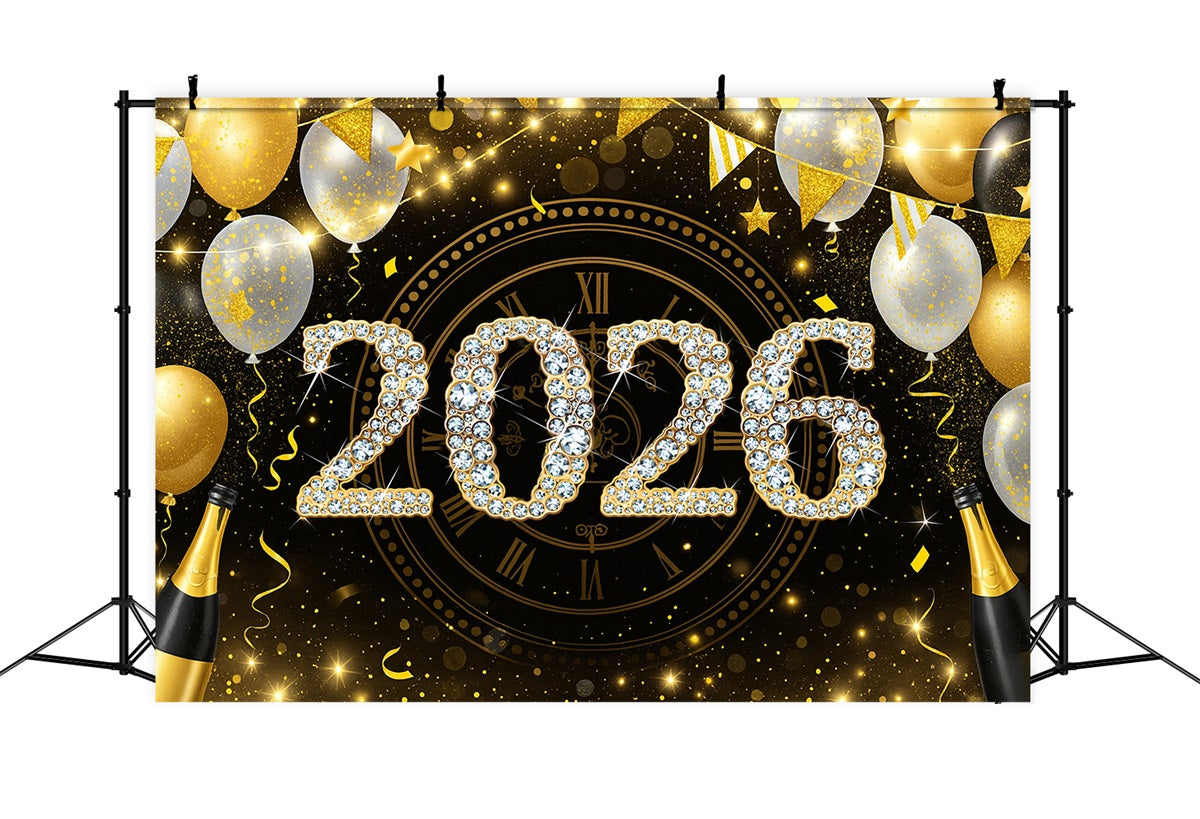 2026 Neujahrs-Hintergrund Luftballons Mitternachts-Countdown Frohes Neues Jahr-Hintergrund LXX510-8